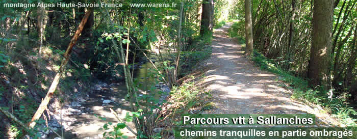 chemin vtt tranquille, sallanches, en partie ombragé