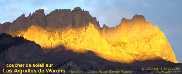 coucher de soleil sur le aiguilles de warens, alpes, france